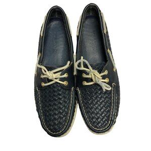 Sperry Black and Cream Woven Loafers